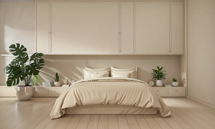 best quality, masterpiece, interior design, cream tone, 1000k, industry style:1.2, bedroom