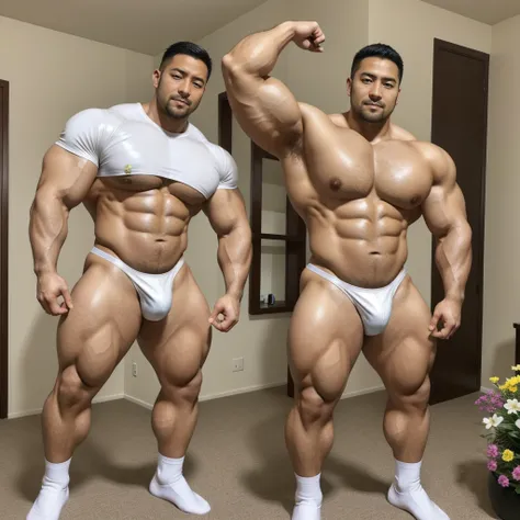 There is only one handsome Asian actor in the picture，35 years old，Tall and handsome, Toned body，short hair, O-Shaped Beard，Perfect body, Dark skin，Glowing skin，Smooth skin，The body is hairless，Muscle bulge, Muscular, Very large pectoral muscles，Very sexy ...