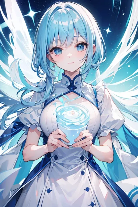 masterpiece　Ultra-clear　Ultra delicate　Light blue hair　Bright smile　juvenile