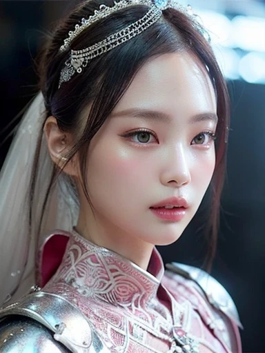 a close up of a woman in a silver and pink dress, chengwei pan on artstation, by Yang J, detailed fantasy art, stunning character art, fanart best artstation, epic exquisite character art, beautiful armor, extremely detailed artgerm, detailed digital anime...