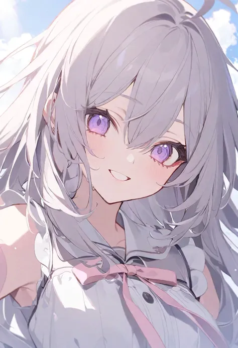 One Girl、cute、Gray Hair、Twin tails、Long Hair、Pink and purple gradient eyes、Fluffy, cloud-like white clothing、Fluffy rabbit with white ears、whole body、smile、Rabbit Pose、White background、（Light Color 1.3）、(Pastel colors 1.2)。