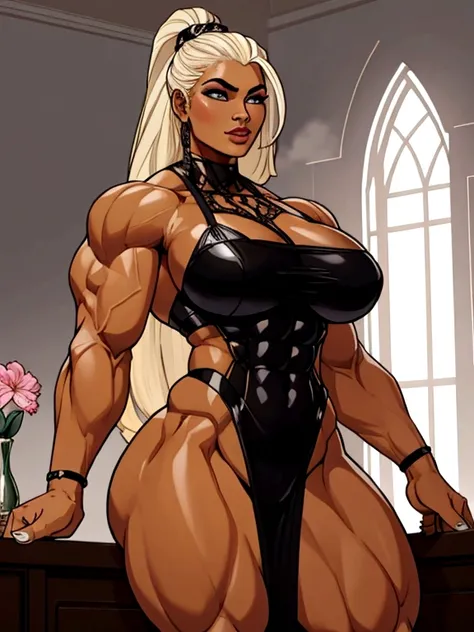 Gaintess  woman  use serum  to grow huge muscle 