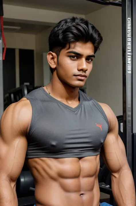 19 years old Indian gym boy with medium hair
