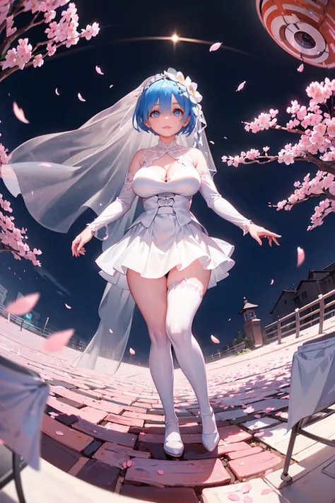 ((((wedding)))),bride、church、Stained glass、((Long skirt))、pipe organ、((Reaching out))、((Throwing bouquets))、(((((Pure white wedding dress)))))、,(((((Fisheye Lens)))))、((Super huge breasts))、(((Plump thighs)))、(((Rem from Re:Zero)))、looking at the camera、Hi...