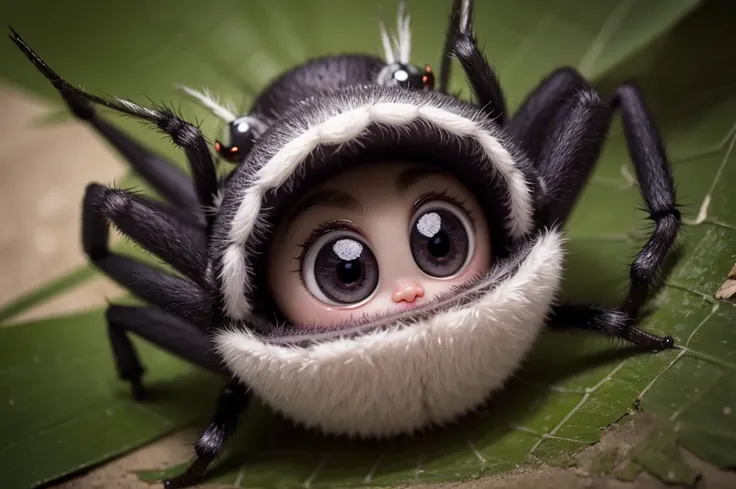 ((best quality)), ((masterpiece)), (detailed),cute kawaii baby spider, big eyes