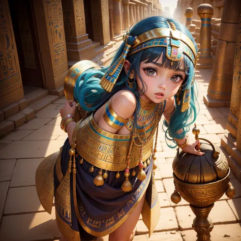 Cute ancient Egyptian princess、Colorful temples of ancient Egypt、The colorful streets of ancient Egypt