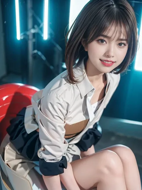 (Very detailedな CG Unity 8k 壁紙, Highest quality, Very detailed, Looking into the camera:1.2, The light shines on your face:1.5, Gray background, Professional Lighting), Japanese women, 26 years old, Brightly lit upper body composition of a face. She has an...