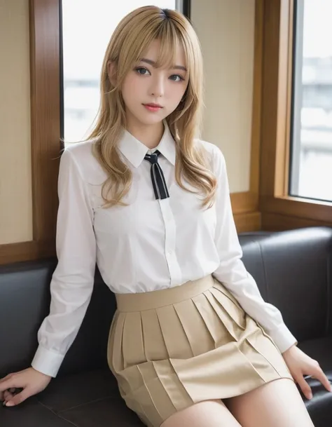 １crossdresser、highest quality、ultra-high resolution、raw photos、(real skin texture:1.3)、huge 、proudly、wavy blonde hair、perfect fa...