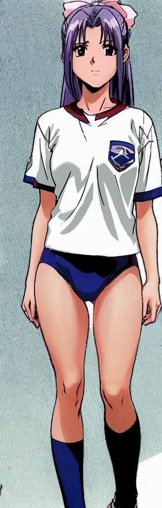 Momoko Koigakubo, a tall girl with beautiful legs, is standing with her legs spread to the sides in a white gym uniform and light navy blue bloomers that look like panties.。