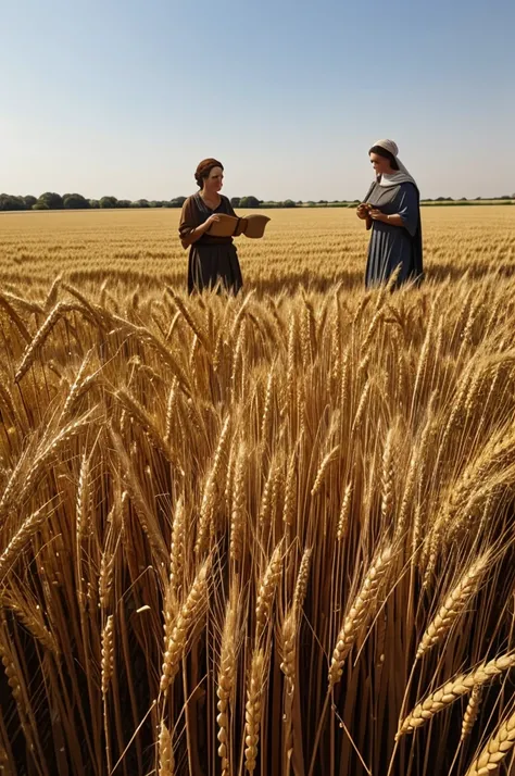 A photograph of Ruth (biblical character) gathering wheat in the Bozz field