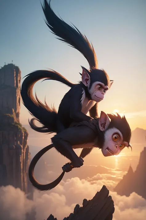 Create the image of a realistic flying monkey