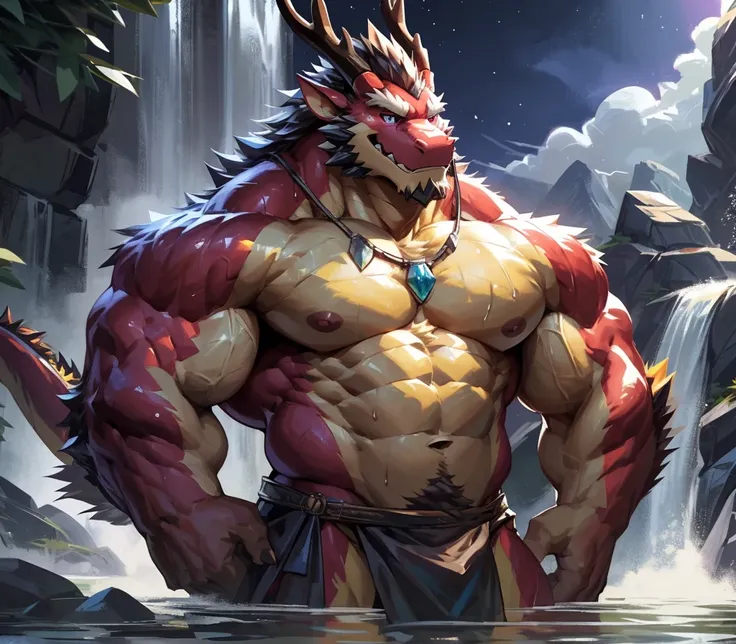 absurdres, ((best quality)), ((masterpiece)), (ultra detailed),perfect face,antro oriental dragon:2.5, male , (((chinese dragon))):2.5, (((eastern dragon))):2.5,((yellow body)), (strong beefy muscular body), (abs, strongmuscles, 8 pack), furry, handsome,Be...