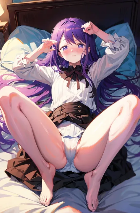 Purple Hair、Blushing、Detailed hands