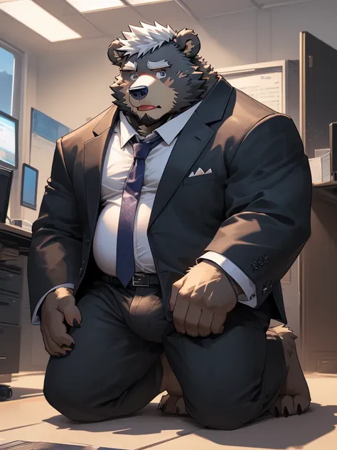 (Super detailed), Sharp focus,hairy, Gray fur, White beard, White hair,human nature (北极Bear:1.3), male, Old face, Gray body, White belly, Muscular ,(Crotch bulge),(Big Bag),Super detailed的脸,(dishevelled:1.4),(best quality), (masterpiece), High Detail, high...