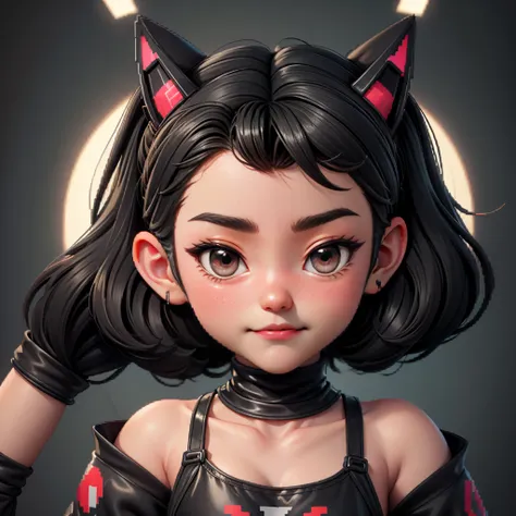 cute girl, chibi siphonaptera black and gray, bright eyes with cute anime style expressions, very tiny, in a red callebello envi...