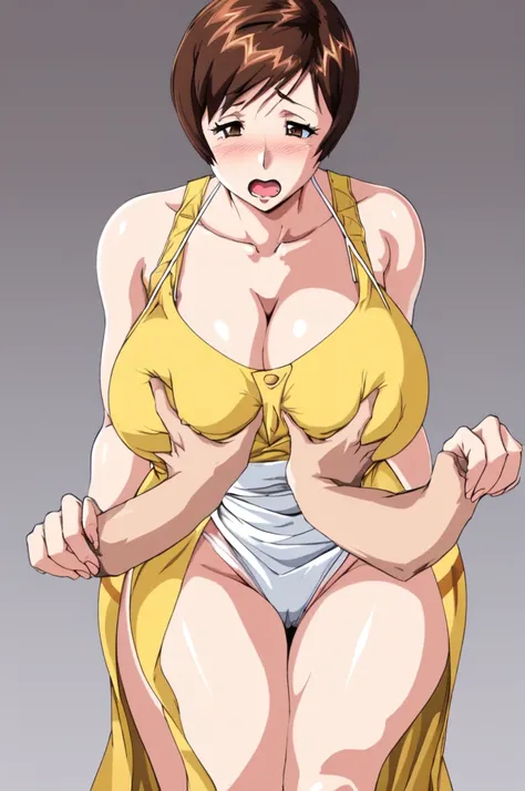 masterpiece, highest quality, High resolution, One girl, sexual intercourse, Pornographic images, short hair, etsukoto, brown Eyes, fine grain, fine grain, (((Thick thighs, Plump thighs, Voluptuous thighs, Thighs alone are enough))), Huge and ample breasts...