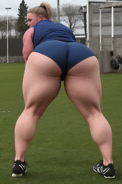 anal, a beefy muscular irish woman rugby player who has luscious thick thighs and glutes and ais big-boned with wide waist and stocky build