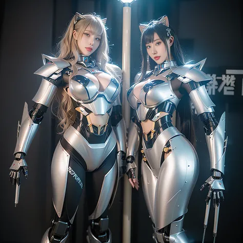 Super Detail, High Detail, high quality, best quality, High resolution，1 female robot，Beautiful female robot,beautiful clear face(Rain waves_haneame：1.5)， Mechanical body(Smooth metal surface，silver armor，Mechanical seams of skin，beautiful body curves)，Mec...