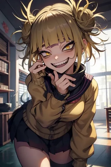 (himiko toga),+,(boku no hero academia characters),(girl1), (yellow eyes, cat pupils, and short blonde hair with pulps and cat c...