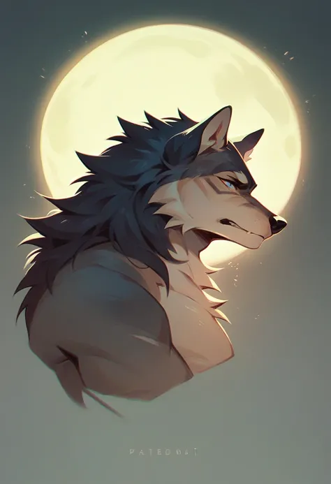 Wolf in full moon light 