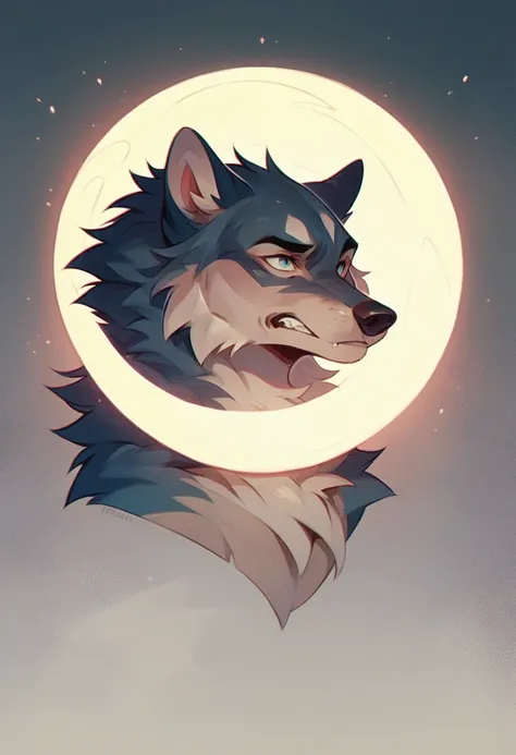 wolf in full moon light