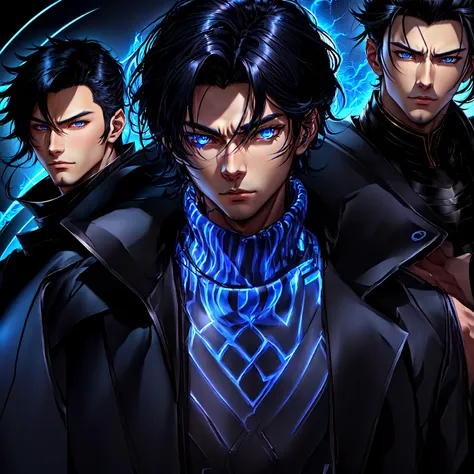 anime - styled image of a man with black hair and blue eyes, anime handsome man, anime portrait of a handsome man, tall anime guy with blue eyes, handsome guy in demon slayer art, male anime character, male anime style, young anime man, cute anime pose, an...