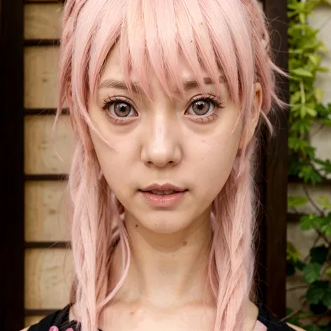 anime girl with pink hair and pink eyes looking at the camera., chica anime llamada gasai yuno, mirai nikki, gasai yuno, closeup...