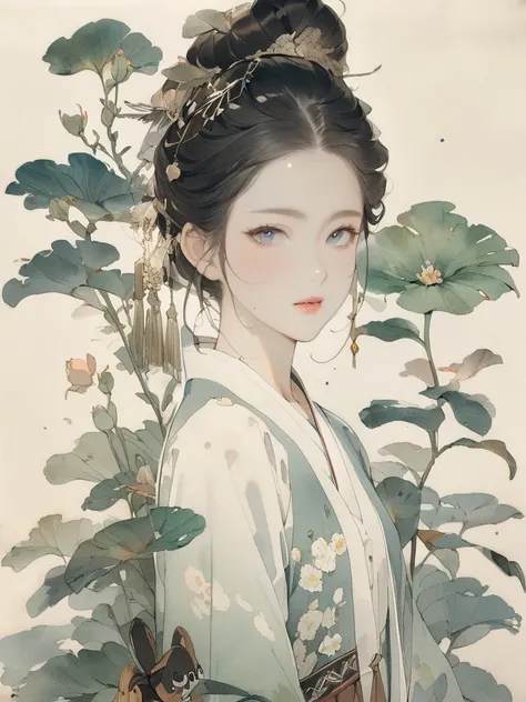 (8K, best quality, masterpiece)，1girl, watercolor(medium), {Practical, original photo, Ultra-fine transparent, image, (Influenced by Yoshitaka Amano&#39;s style:1.6)}, Practical Light, Delicate skin, (Beautiful slim woman, 25 years old, Court Knight:1.5), ...