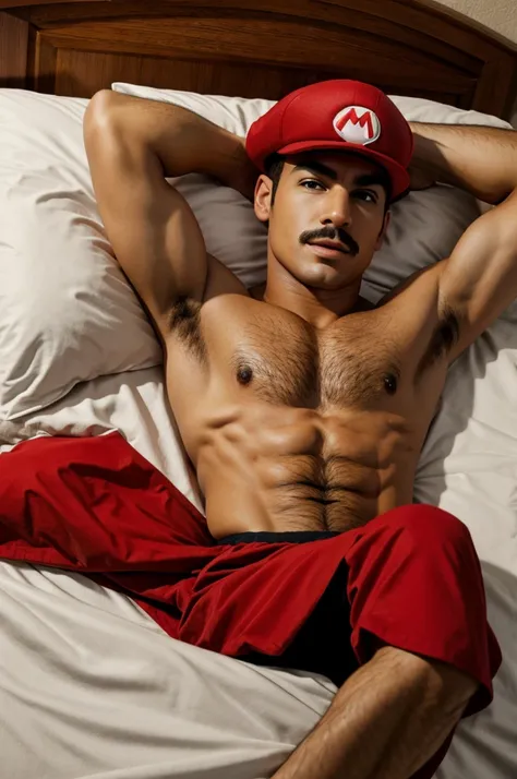 super mario lying in bed