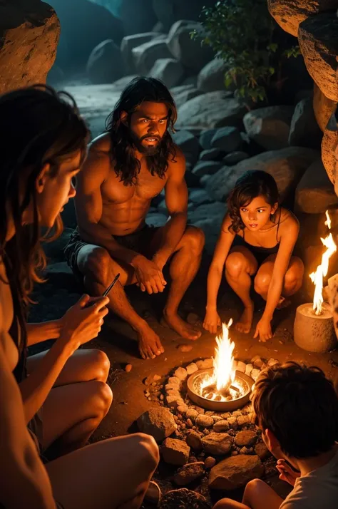 Image of cavemen discovering fire 