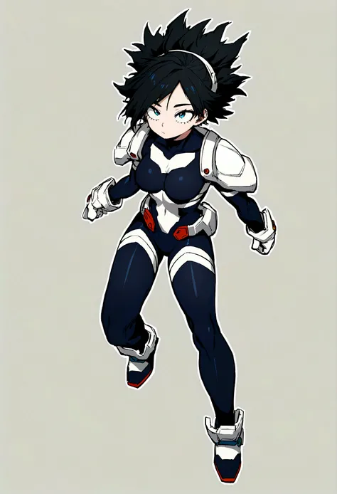 My hero academia, girl with short black hair, thin figure and blue eyes