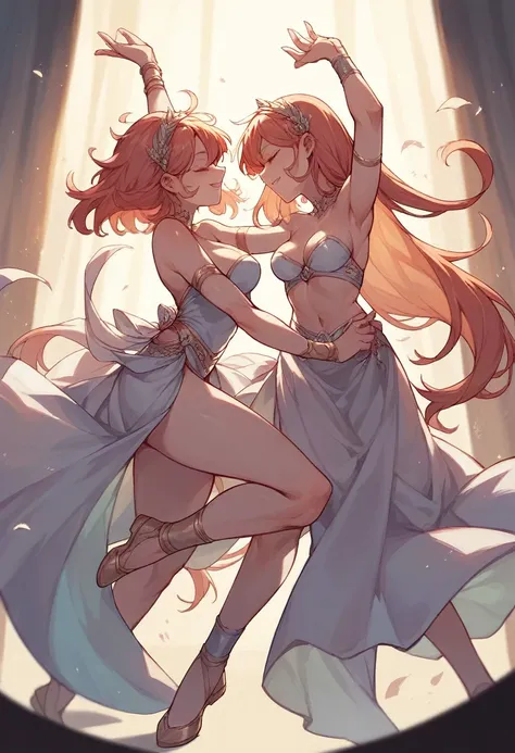 Two sisters dancing