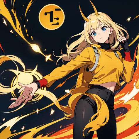 Free fire stickers golden horns with turtleneck and loose black pants 