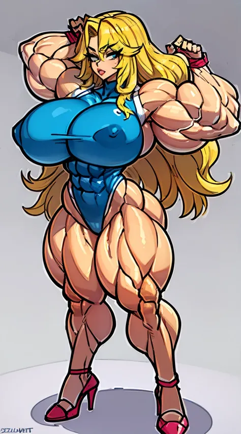 (masterpiece, best quality, high resolution), th3p1t, muscular, b1mb0, huge breast, thick thighs, perfect body, (perfect hands, perfect fingers, perfect eyes), ((detailed hands, detail fingers, detailed eyes)), (((huge muscles))), ((smaller lips)), big bre...