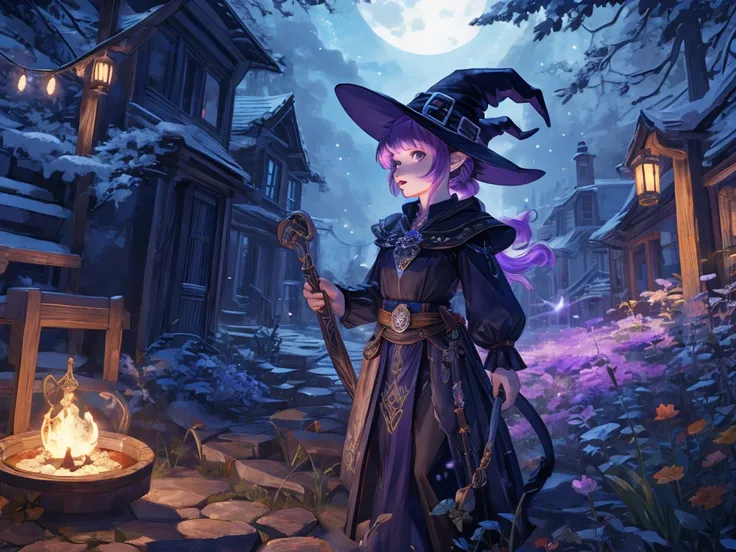 mysterious, magical,witch girl holding her enchanted skateboard, ready to ride, high detail, atmospheric 