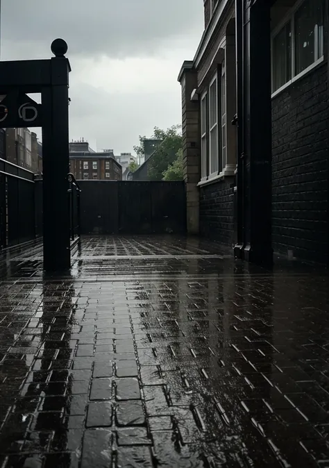 London, ultra realistic, hard rain, wallpaper