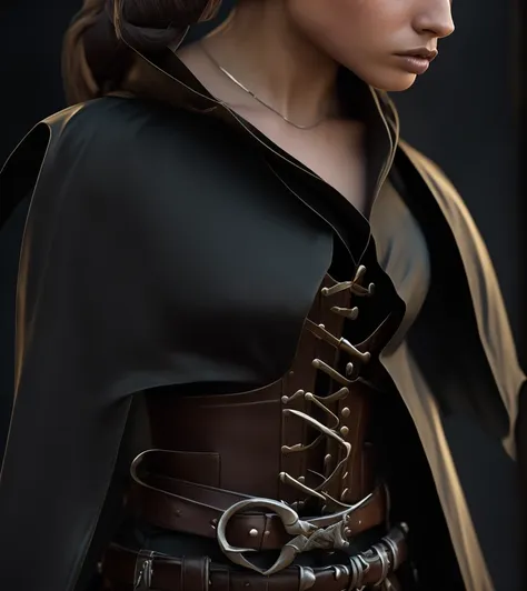 (((Solo character image.))) (((Generate a single character image.)))  (((Dressed in medieval fantasy attire.))) (((Very sexy facial expression.))) Create a captivating and enigmatic female warrior reminiscent of beautiful and confident female adventurers. ...