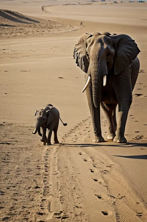 Je veux voir les pieds d un elephant qui marche dans le sable.