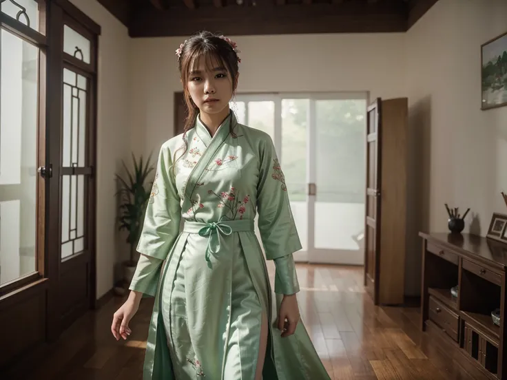 /Imagination Tips: https://image5.cdn.seaart.ai/static/upload/20230609/8209bbe6-5d3d-417a-ba6d-8cbde95790a7.png Aesthetic, A Bishōjo illustration, wearing light green hanfu:::2, diagonal composition, Up View: :0.5, Unreal Engine: :0.5, Soft Light::0.5, Gre...