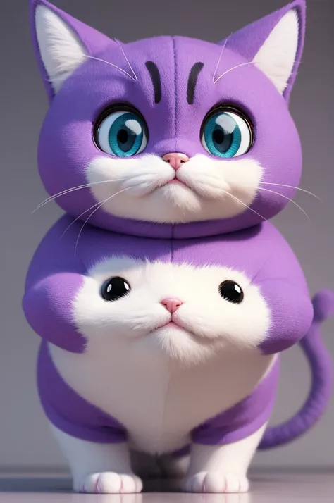 Cute cat in flash costume 3d cartoon chubby and purple big eyes 4d