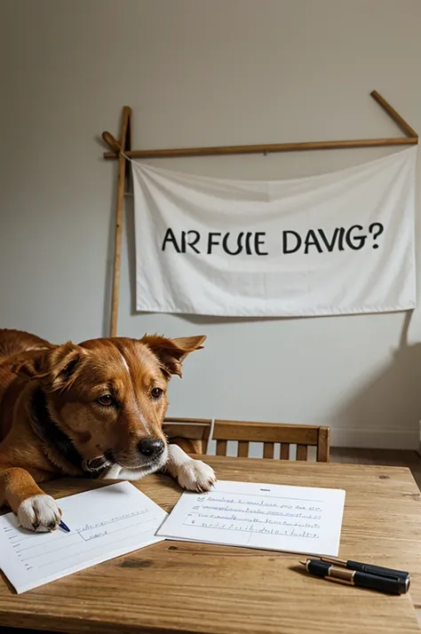 Dogs and a banner to write things down