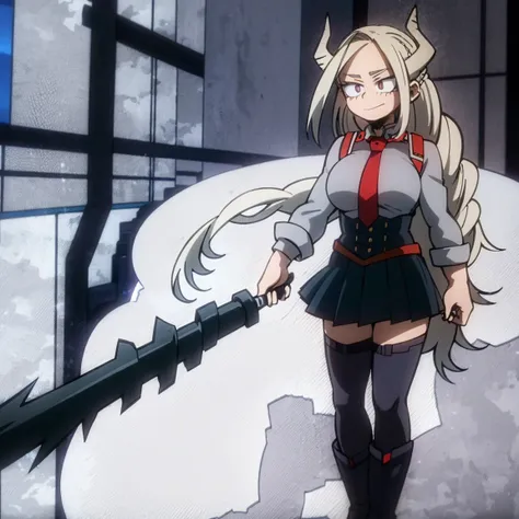 1girl, female focus, boku no hero academia, masterpiece, best quality, very aesthetic, cowboy shot, big breasts, long braid hair...