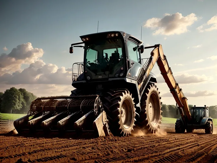 excavatrice machines agricoles, travailler dans un champ