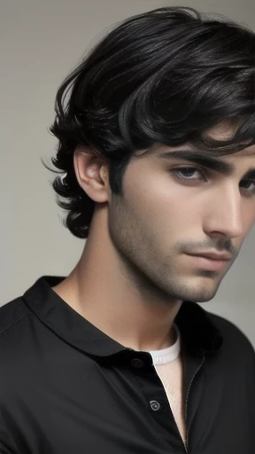 an judaean short hair man dressed in black   focusing on their faces.