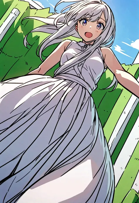 音無響子
Low - Angle、
Low - Angle、Long skirt、Hold down your skirt that is being blown up by the strong wind、Anime white panties in a strong wind、Crotch is visible
ローレグのパンツ、Color: White、
Crotch is visible、
、Lined、White lace lining、
