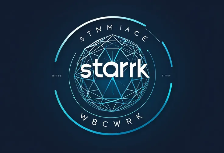 Imagine a sleek and modern logo design for "Stark WebWorks," featuring a minimalist representation of interconnected web elements. The logo is clean, with sharp lines and a contemporary font that exudes professionalism. Against a background of subtle gradi...