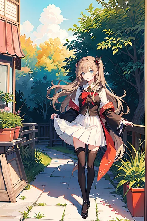 1girl,  solo, outdoors, long hair, holy place, Original,(Illustration:1.1),(Best Quality),(masutepiece:1.1),(the Extremely Detailed CG Unity 8K Wallpapers:1.1), (Colorful:0.9),(mid-shot:0.95),(extremely detailed beautiful face),(Solo:1.2), (girl),(((Lori))...