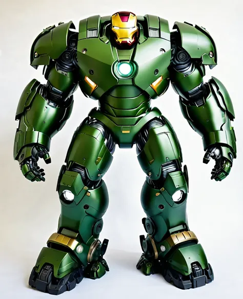 Hulkbuster, giant robot, dark green colour, hulkbuster ironman style, full body,