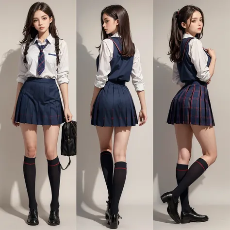 (masterpiece, best quality:1.5), (stunning school girl:1.5), the most beautiful school girl in the world, full body, highly deta...