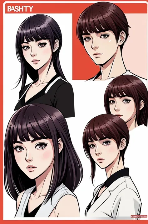 Create a female character with the webtoon lookism drawing style